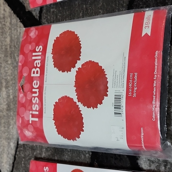 PARTY DECORATIONS RED & BLACK 16" TISSUE BALLS 16" FANS 12" FANS BUNDLE NWT - Picture 2 of 13